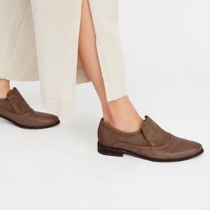 Free People Shoe Brady Slip On Chunky Brown Leather Loafers US 6.5